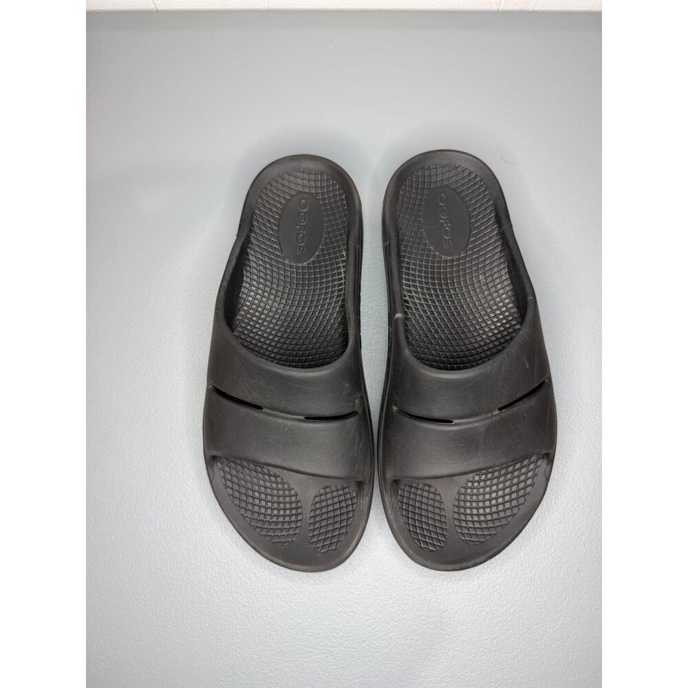 OOFOS OOahh Recovery Slides Womens 7 Men’s 5 Black Sandals OOfoam Foam Slip On - Picture 2 of 10